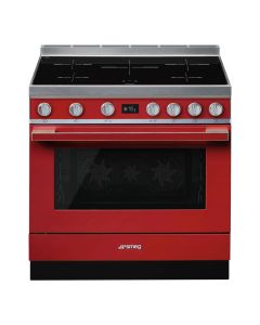 Cocina Inducción Smeg CPF9IPR Clase A+ 5 Zonas Horno Pirolítico Rojo